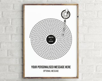 Custom Vinyl Lyrics Poster, Personalized Typography Print, Album Cover, Spotify, Wall Art Decor, Music Art, Anniversary Wedding Gift Present