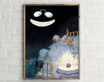 The Latest Thing in Nightmare Vintage Cartoon Poster, Retro Wall Art Print