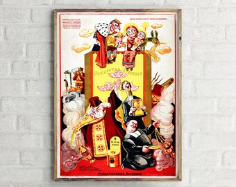 Ironic Poster on Christmas. Supplement Atheist at Work Russian Vintage Poster, Retro Wall Art Print