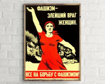 Rise Up and Fight It! Vintage Sowjetisches Poster, Retro Wand kunstdruck