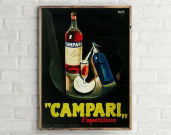 Campari L'aperitivo Vintage Alcohol Advertisement Poster, Retro Wall Art Print