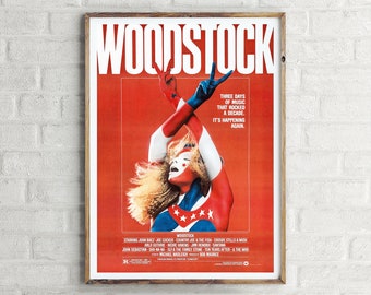 Woodstock Vintage Theatrical Movie Poster, Retro Wall Art Print