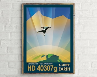 NASA HD 40307g Travel Poster, Wall Art Design Print