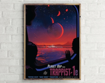 NASA Trappist 1e Travel Poster, Wall Art Design Print