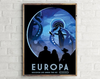 NASA Europa Travel Poster, Wall Art Design Print