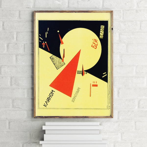 Beat the Whites with the Red Wedge Vintage Propaganda Poster, Retro Wall Art Print