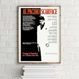 Scarface Original Gangster Movie Poster, Film Wall Art Print