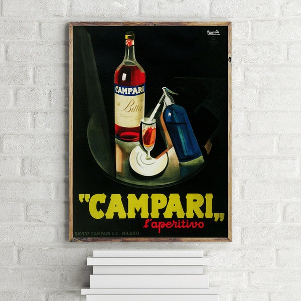 Campari L'aperitivo Vintage Alcohol Advertisement Poster, Retro Wall Art Print