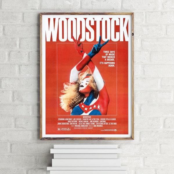 Affiche de film théâtral vintage de Woodstock, impression d’art mural rétro