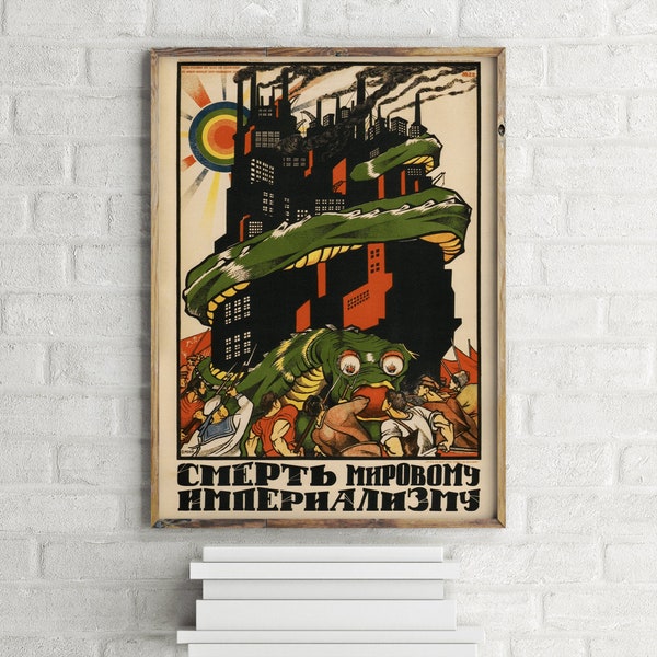 Russian Communist Vintage Propaganda Poster, Retro War Art Print