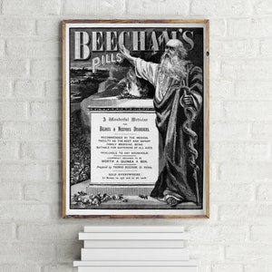 Beecham's Pills Original Medicine Advertisement 1890 Póster vintage, retro Wall Art Print