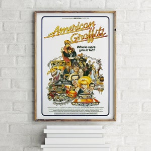 Póster de película vintage original de American Graffiti, Retro Wall Art Print