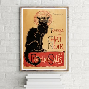Cartel publicitario vintage de Le Chat Noir, impresión de arte de pared retro