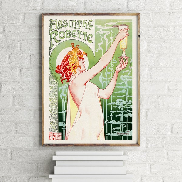 Absinthe Robette Vintage Advertisement Poster, Retro Wall Art Print