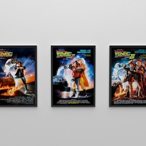 Back To The Future Trilogy 1-2-3 Original Movie Poster Design Collection, Stampa artistica da parete