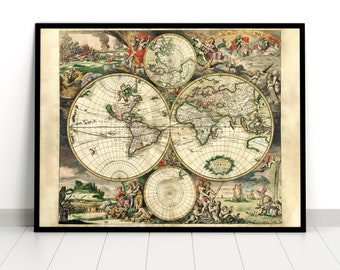 世界地図 Cavallini 高品質ポスター – 世界地図 6 - 50 x 70 cm