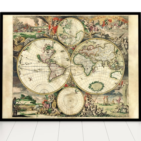 Vintage World Map Etsy