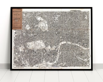 Alte Karte von London, Bacon es Vintage Karte von London Design von 1899, Home Decor und Wand Kunst Poster Druck, Housewarming Geschenk