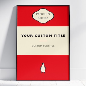 Portada de libro de pingüino personalizada y personalizada, póster de portada de libro, decoración de arte de pared, arte de libro,