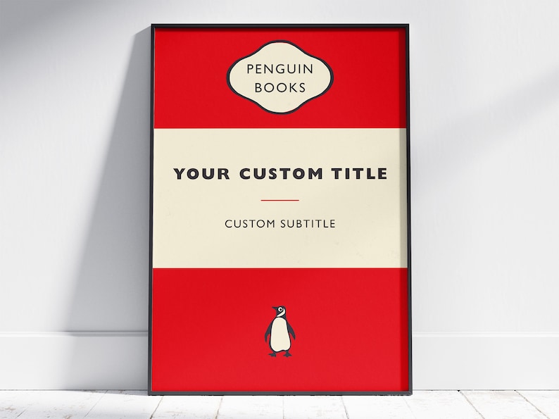 Custom and Personalized Penguin Books Cover, Book cover Poster, Wall Art Decor, Book Art, image 1