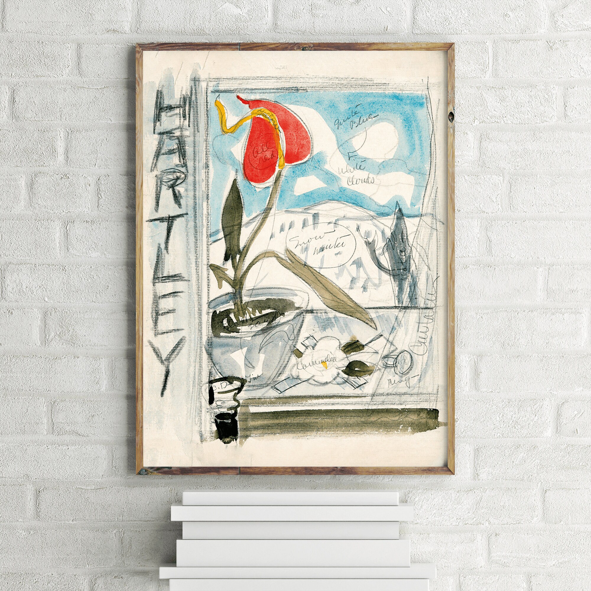Unfinished Portrait Painting of Marsden Hartley/Flamingo Sketch Poster, Wall Art Print