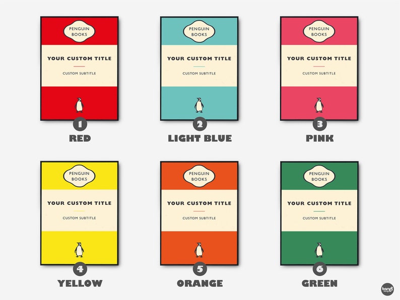 Custom and Personalized Penguin Books Cover, Book cover Poster, Wall Art Decor, Book Art, image 2