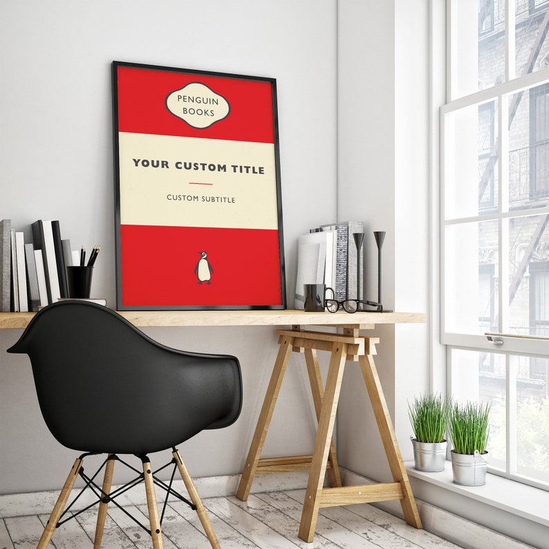 Custom and Personalized Penguin Books Cover, Book cover Poster, Wall Art Decor, Book Art, image 3