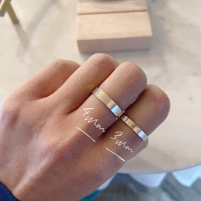 14KGF Gold Filled Cigar Ring, Wide Flat Ring, Bold Ring, High Polished Quality Flat Ring, Flat Stacking Ring, Daily Gold Ring 1/20 14K (R33) image 2