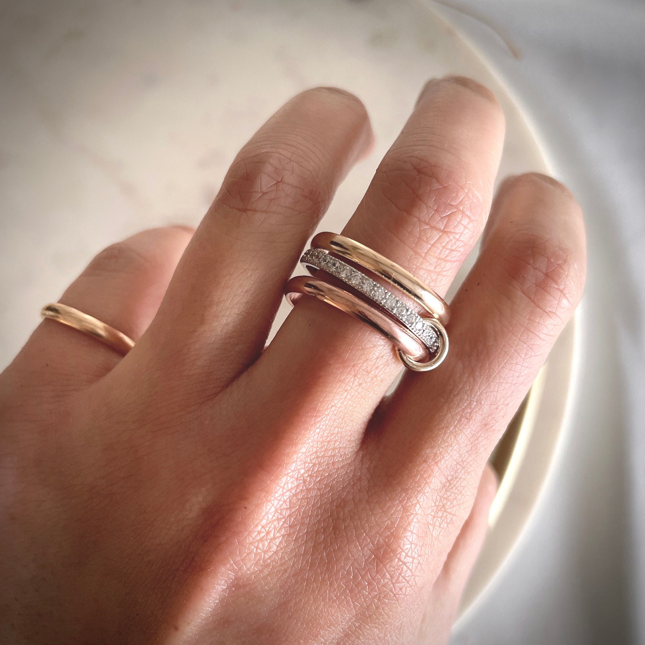 楽天 14KGF Two Tone Eternity Connected Ring, Rose Gold and Gold アクセサリー