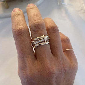 14KGF Gold Multi Link Connected Ring, Chunky Gold Ring, Gold Ring Set, Eternity Statement Ring, Maximalist Ring, Interlocking Ring R1 image 6