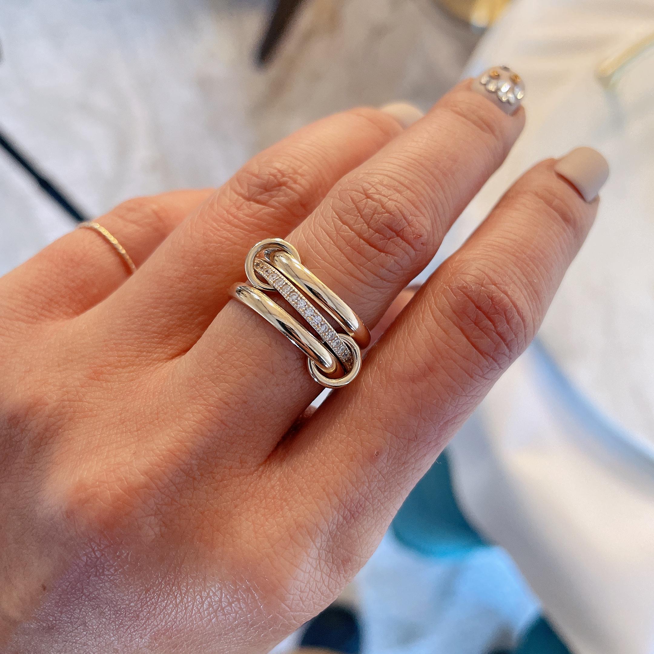 Claire Ring (R1) 14KGF Gold Multi Link Connected Ring, Gold Ring Set, Eternity Statement Ring, Interlocking Ring, Mother’s Day Gift