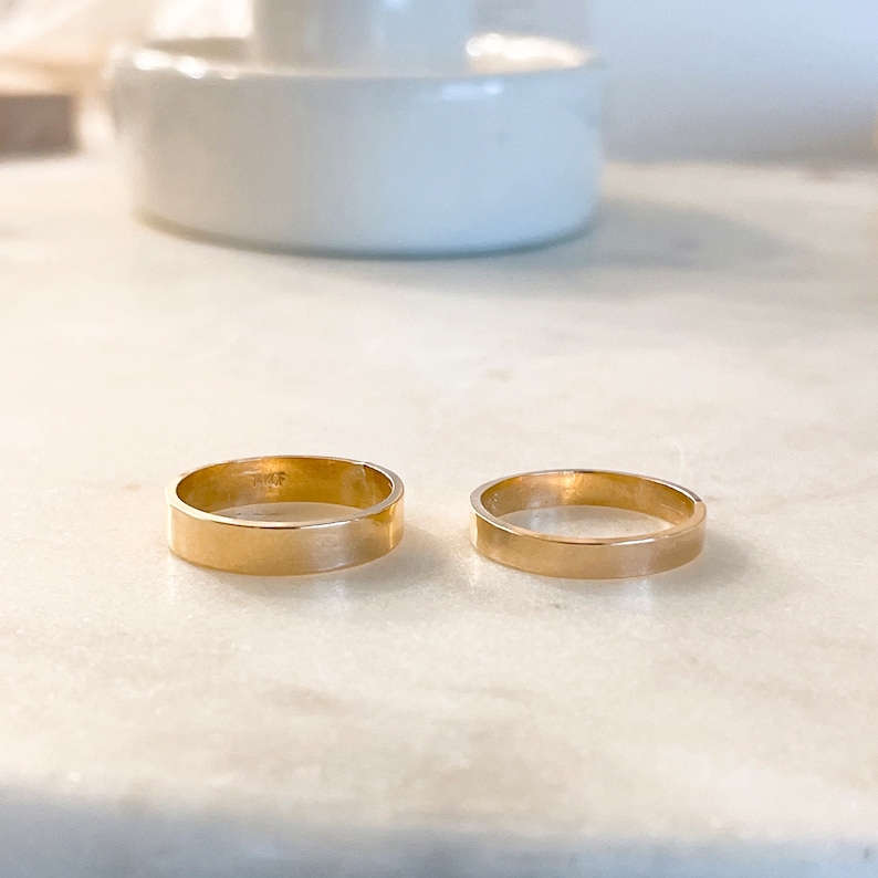 14KGF Gold Filled Cigar Ring, Wide Flat Ring, Bold Ring, High Polished Quality Flat Ring, Flat Stacking Ring, Daily Gold Ring 1/20 14K (R33) image 4