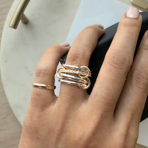 14KGF Guld Evighetsring med Flerlänkar, Tvåfärgade Sammanhängande Ringar (R17)