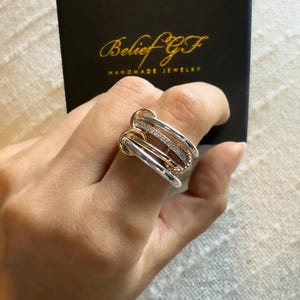 14KGF Gold Eternity Multi Link verbundener Ring, zweifarbige verbundene Ringe (R50)
