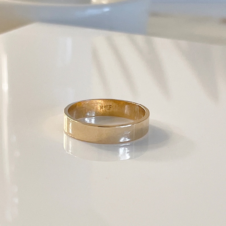 14KGF Gold Filled Cigar Ring, Wide Flat Ring, Bold Ring, High Polished Quality Flat Ring, Flat Stacking Ring, Daily Gold Ring 1/20 14K (R33) image 5