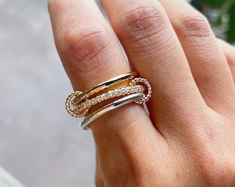 14KGF Sia Two Tone Eternity Connected Ring, 1/20 14K Quality Mark (R4s)