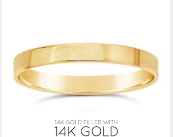 14KGF Gold Filled Cigar Ring, Wide Flat Ring, Bold Ring, High Polished Quality Flat Ring, Flat Stacking Ring, Daily Gold Ring 1/20 14K (R33)