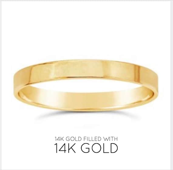 14KGF Gold Filled Cigar Ring, Wide Flat Ring, Bold Ring, High Polished Quality Flat Ring, Flat Stacking Ring, Daily Gold Ring 1/20 14K (R33)