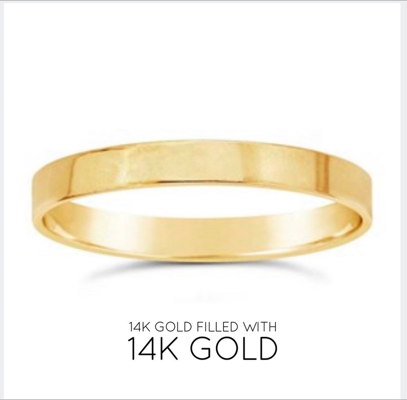 14KGF Gold Filled Cigar Ring, Wide Flat Ring, Bold Ring, High Polished Quality Flat Ring, Flat Stacking Ring, Daily Gold Ring 1/20 14K (R33) image 1