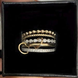 14KGF Gold Eternity Multi Link verbundener Ring, zweifarbige verbundene Ringe (R51)