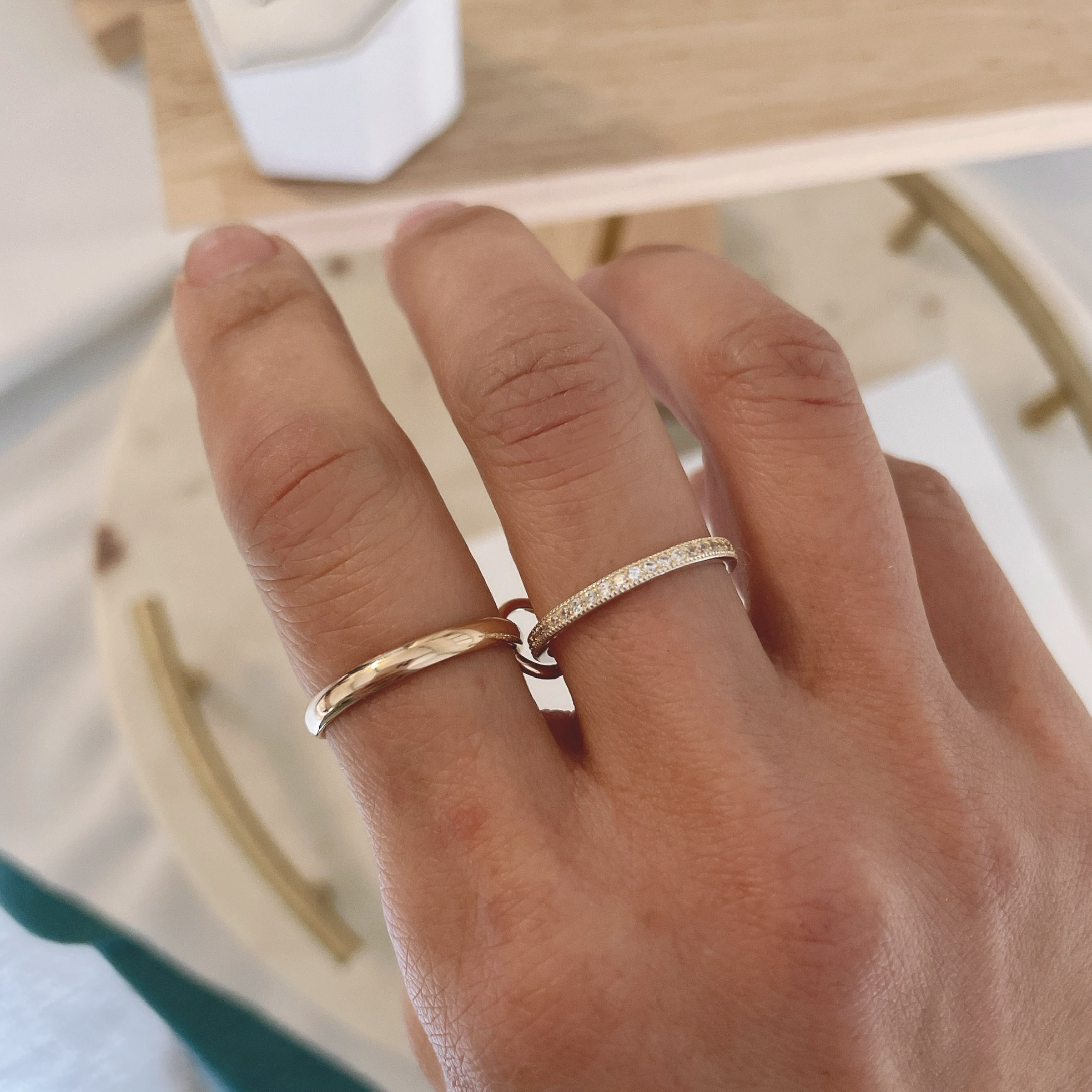 14KGF Gold Multi-link Ring Set: Chunky Interlocking Statement Ring