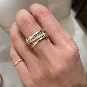14KGF Two Tone Eternity Connected Ring, 1/20 14K Quality Mark (R11)