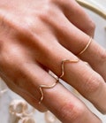 14KGF Dainty Minimalist V Shaped Gold Ring, Thin Chevron Ring, Dainty Gold Ring 14K Gold Filled Solered with 14K 1\/20 14K Gift for Her