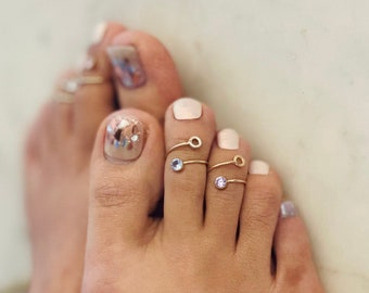 14KGF Toe Rings, Adjustable Rings, Midi Ring, Gold Toe Rings, Gemstone Toe Ring, Goldfilled soldered with 14K Solid Gold
