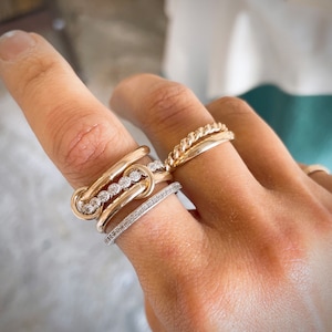 14KGF Gold  Eternity Multi Link Connected Ring, Circle Plain Eternity Ring (R15)