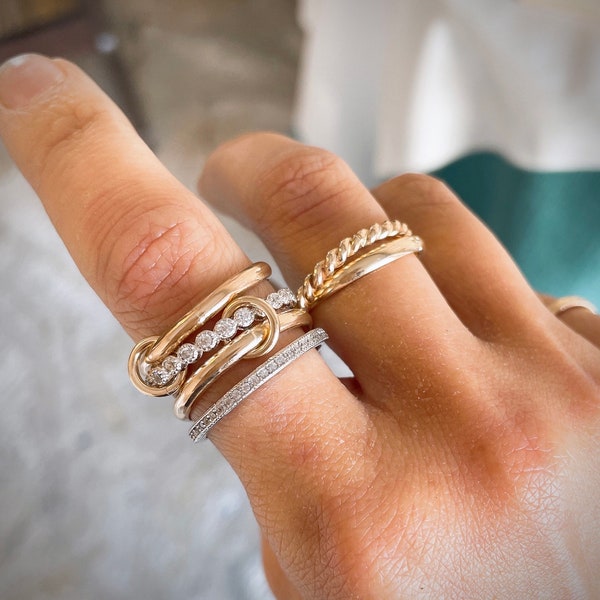 14 KGF Gold Connected Eternity-ringset: sterlingzilveren cirkelschakel (R15)