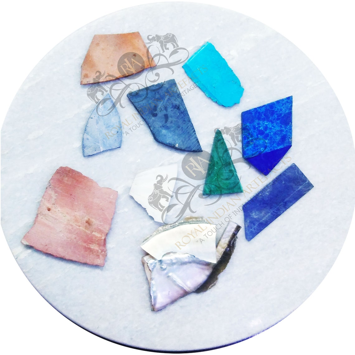 Gelbe zufällige Perlmutt Runde Marmor Inlay Platte Malachit Etsy