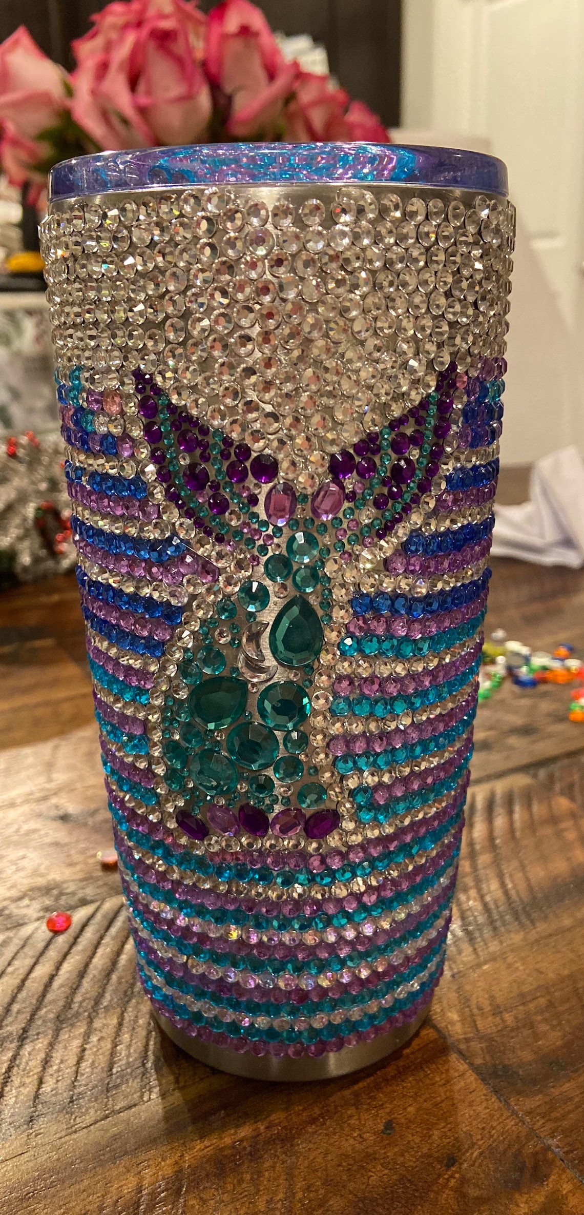 Bling Rhinestone Tumbler For Coffee Lovers Gem Tumbler With Etsy