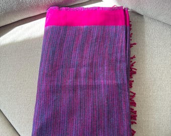 Handmade Tibetan Yak Wool Blanket, Reversible Meditation Throw