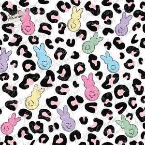 Seamless Leopard Print Easter Bunny Png Pattern, Easter Seamless Pattern, Repeating Pattern for Commercial Use, Png and Jpeg